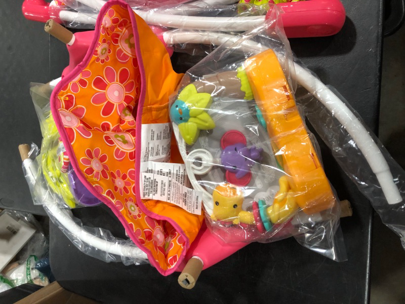 Photo 3 of Fisher-Price Jumperoo Baby Bouncer and Activity Center with Spinning Seat plus Lights Music Sounds and Baby Toys, Pink Petals
NEW / UNKNOWN MISSING PARTS BOX OPEN