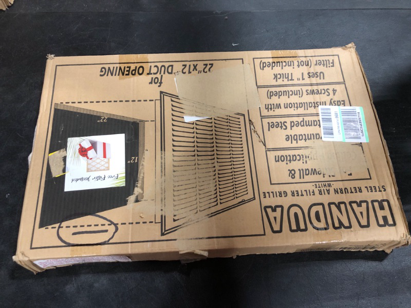 Photo 3 of 22"W x 12"H [Duct Opening Measurements] Steel Return Air Filter Grille (HD Series) Removable Door | for 1-inch Filters, Vent Cover Grill, White, Outer Dimensions: 24 5/8"W X 14 5/8"H for 22x12 Opening Duct Opening Size: 22"x12"