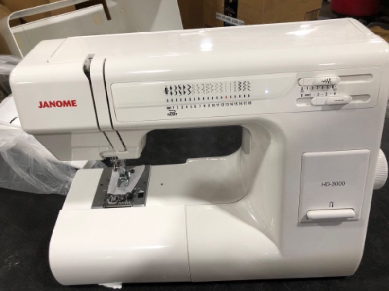 Photo 2 of Janome HD3000 Heavy Duty Sewing Machine w/Hard Case + 1/4" Seam Foot + Blind Hem Foot + Overedge Foot + Rolled Hem Foot + Zipper Foot + Buttonhole Foot + Leather and Universal Needles + More!
