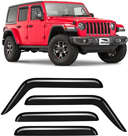 Photo 1 of  Glass Tape-on Extra Durable Rain Guards for Jeep Wrangler 2018-2023 JL/Jeep Gladiator 2020-2023, Window Deflectors, Vent Window Visors, 4 Pieces 