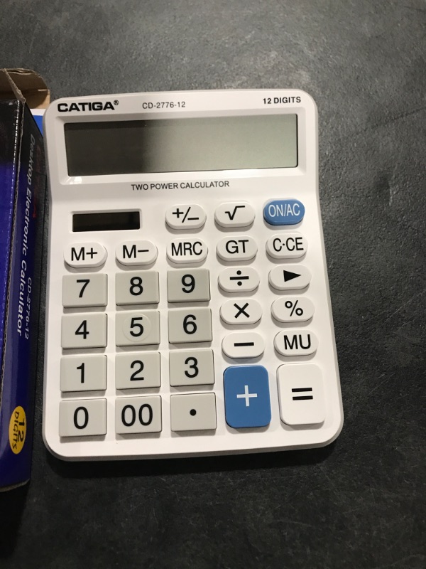 Photo 2 of Premium Commercial XL 12-Digit Desktop Calculator with Huge 5-Inch LCD Display Screen, Giant Responsive Buttons, Battery and Solar Powered, Perfect for Home/Office Accounting Finance Use, CD-2776 Xtra Large White Commercial