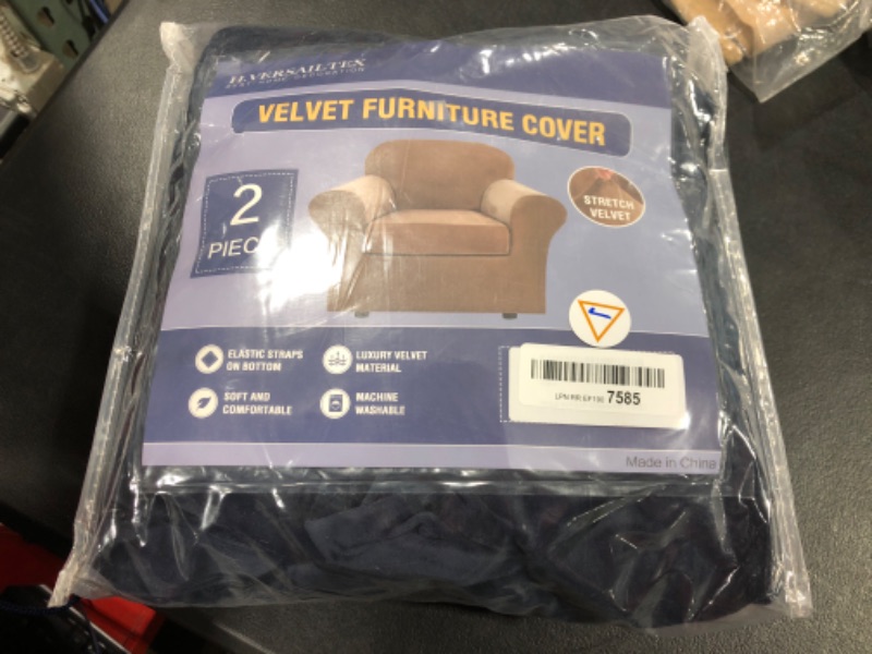 Photo 1 of 2pc Velvet Furniture Cover - Navy