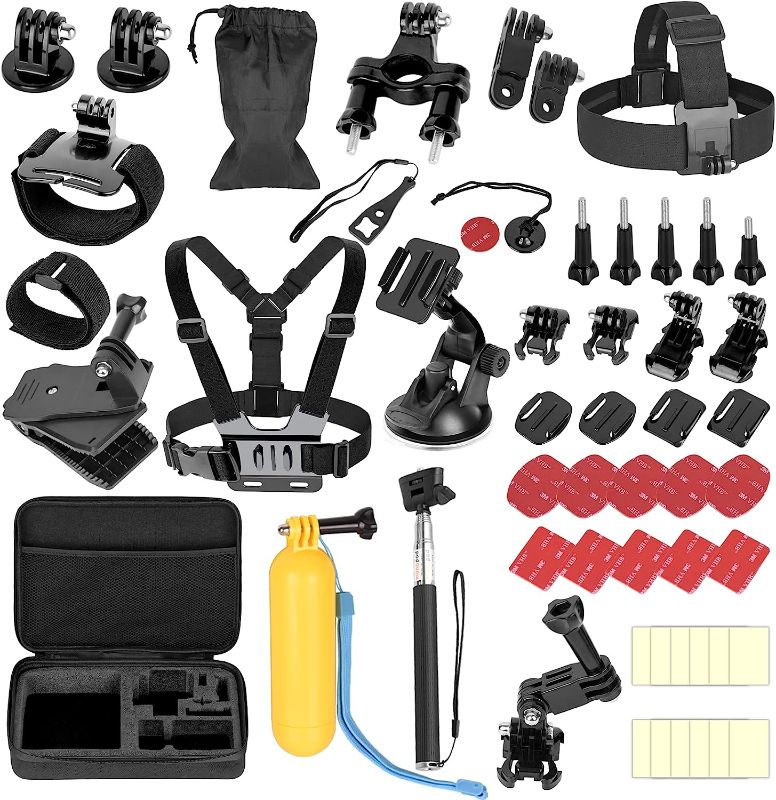 Photo 1 of EMART Action Camera Accessories Kit for Gopro 53 in 1 Go Pro Black Bundle, Mount Set for Go Pro Fusion Silver Max Session, Akaso, DJI Osmo