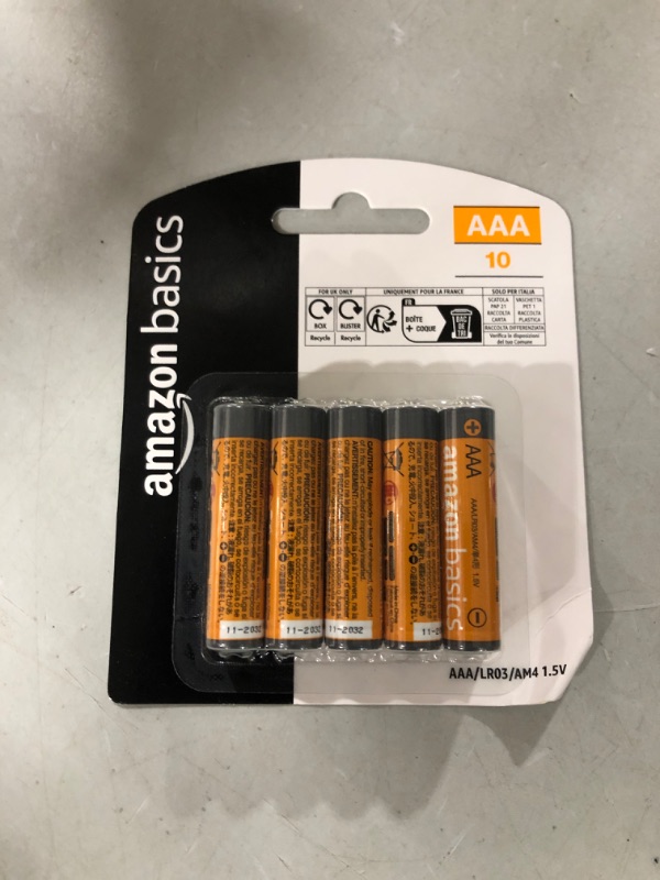 Photo 2 of Amazon Basics 10 Pack AAA High-Performance Alkaline Batteries, 10-Year Shelf Life 10 Count (Pack of 1)