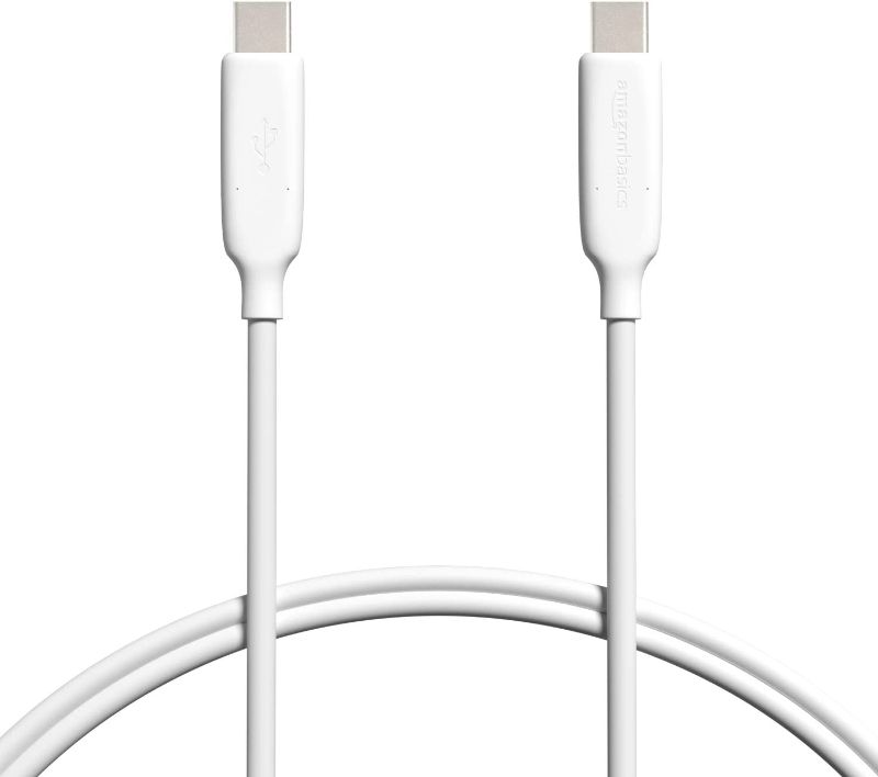 Photo 1 of Amazon Basics Fast Charging 60W USB-C3.1 Gen2 to USB-C Cable - 3-Foot, White
