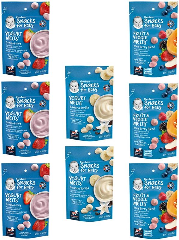 Photo 1 of *CASE OF 7 PACKS!* Gerber Yogurt Melts Strawberry Freeze-Dried Yogurt Snack - 1oz *EXP MAY 2023*

