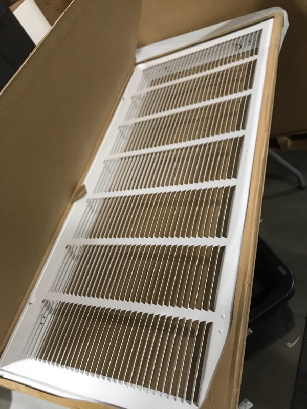 Photo 2 of 38IN X 18IN Steel Return Air Filter Grille for 1" Filter - Fixed Hinged - Ceiling Recommended - HVAC Duct Cover - Flat Stamped Face - White (1.5IN WIDTH) 