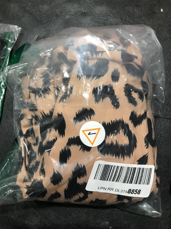 Photo 2 of ALLEGRACE Plus Size Tunic Women Long Sleeve Leopard Print Tops Pleated Casual V Neck Tunics 3X P99 Leopard Print Light Yellow