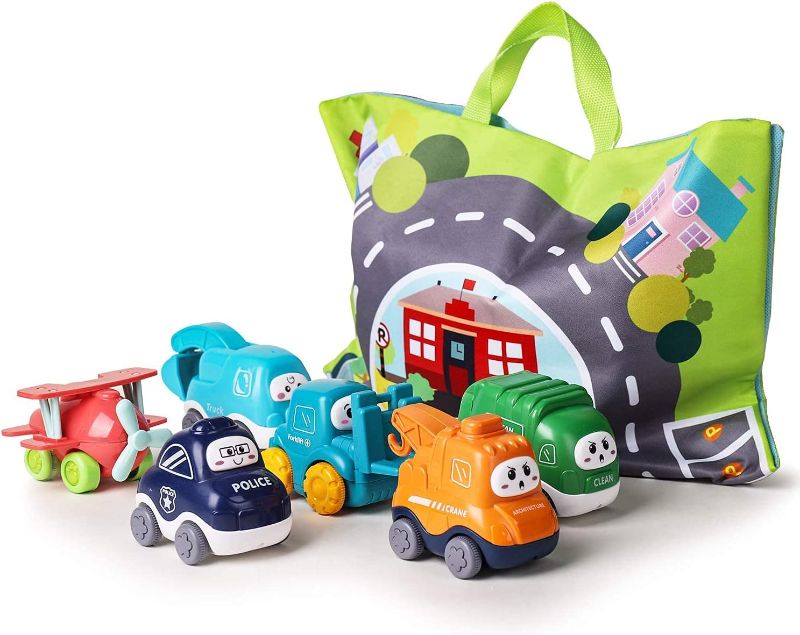 Photo 1 of ALASOU Baby Truck Car Toy and Playmat Storage Bag(6 Sets)|Baby Toys 12-18 Months|Infant Toys for 1 2 3 Year Old boy Girl|1st Birthday Gifts for Toddler Toys...
