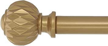 Photo 1 of Meriville 1-Inch Diameter Single Window Treatment Curtain Rod, Castani Finial, 84-inch to 120-inch Adjustable, Royal Gold
