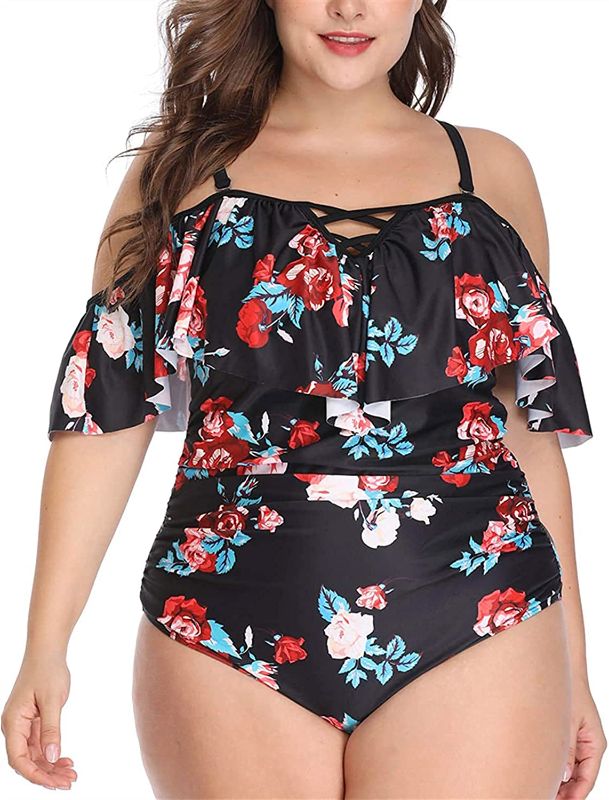 Photo 1 of Daci Women Plus Size One Piece Swimsuits Tummy Control Ruffle Off Shoulder Bathing Suits--SIZE 18W
