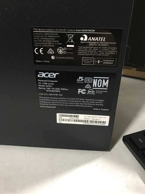 Photo 6 of Acer Aspire TC-1760-UA92 Desktop | 12th Gen Intel Core i5-12400 6-Core Processor | 12GB 3200MHz DDR4 | 512GB NVMe M.2 SSD | 8X DVD | Intel Wireless Wi-Fi 6 AX201 | Bluetooth 5.2 | Windows 11 Home
