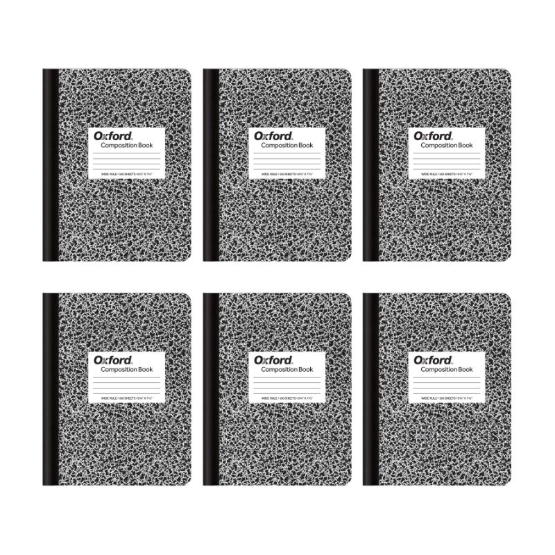 Photo 1 of  Composition Notebooks, Wide Ruled Paper, 9-3/4 x 7-1/2 Inches, 100 Sheets, Black, 6 Pack