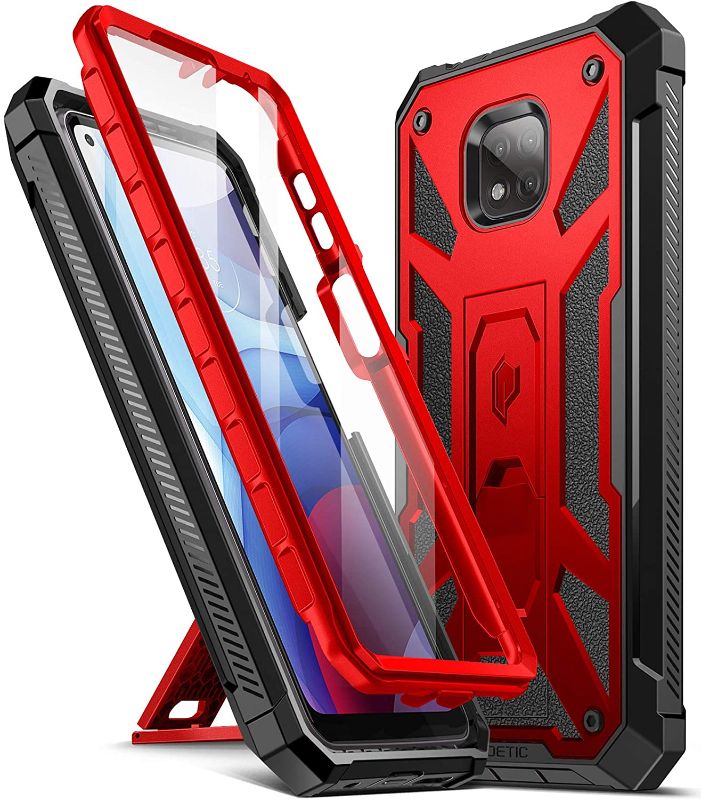 Photo 1 of Black Poetic Spartan Series Designed for Moto G Power (2021) Case, Full-Body Rugged Shockproof Protective Cover with [Premium Leather Texture], Kickstand and Built-in Screen Protector,