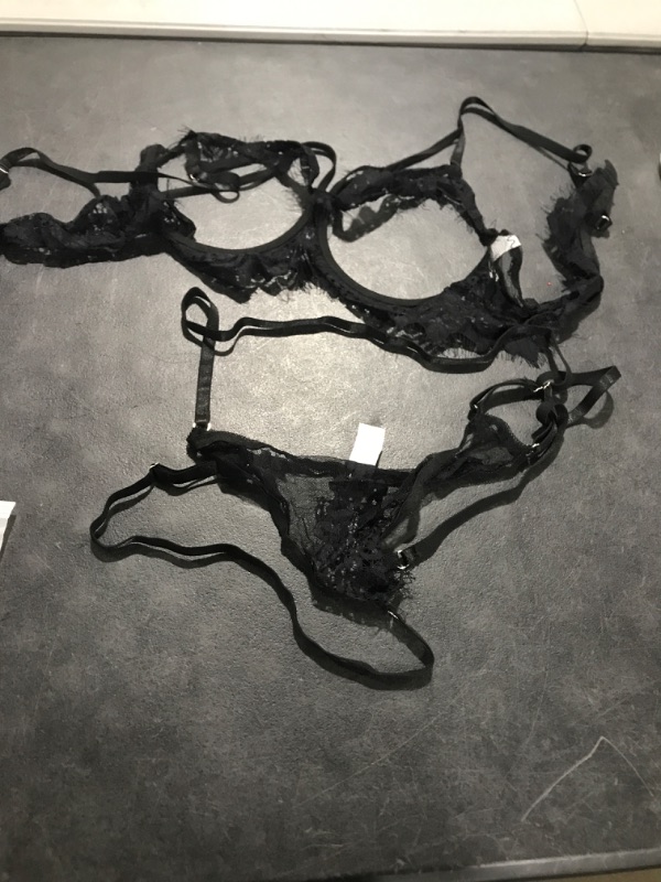 Photo 1 of Black Lilosy Sexy Underwire Cute SheerLingerie Set Bra and Panty 2 Piece