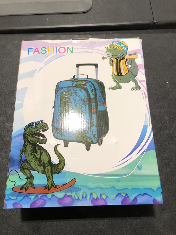 Photo 3 of AGSDON Kids Suitcase for Boys, Cute Dinosaur Rolling Luggage Wheels for Children Toddler 18“ Dinosaur #3 Luggage