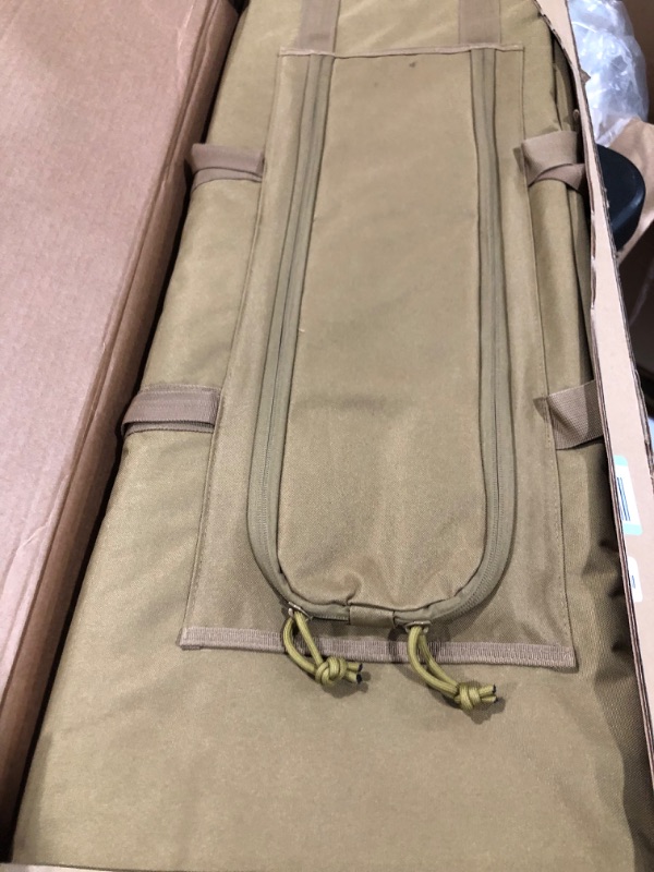 Photo 2 of Double Rifle Bag | 2 Rifles + 2 Pistols Tuckable Backpack Straps | COMBAT VETERAN OWNED COMPANY | Waterproof Padded Lockable Carbine or Long Gun Case 36" x 12" Double Rifle Case Flat Dark Earth Tan