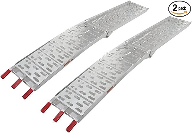 Photo 1 of 2 Pcs 7.5' Folding Loading Ramps Aluminum Top Lawnmower Ramp for Heavy Duty ATV Truck Trailer Motorcycle Lawnmower Pickup 1500lbs Capacity