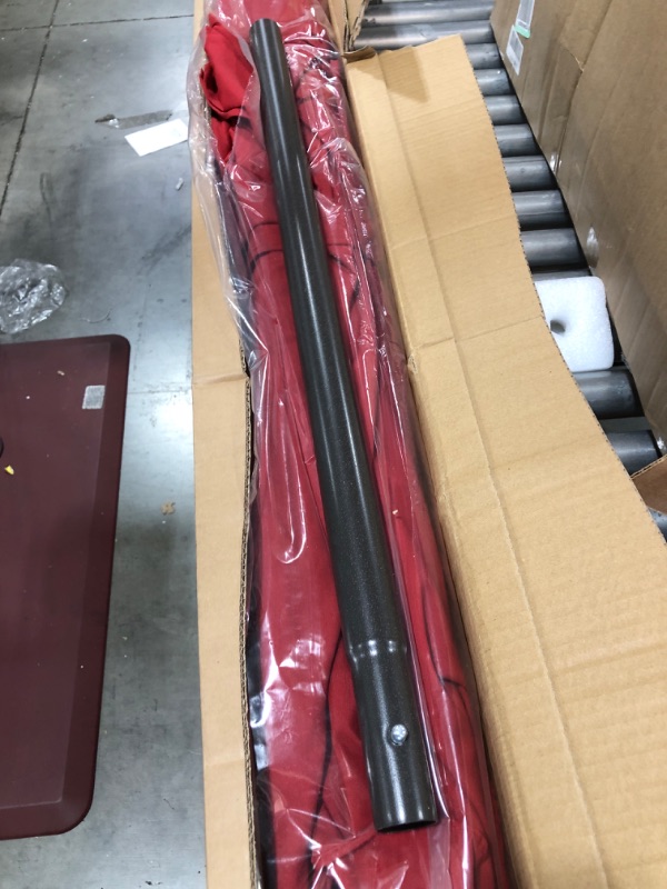 Photo 1 of Aok Garden 6.5FT × 10FT Patio Umbrella with Push Button Tilt and Sturdy Aluminum Ribs for Deck Lawn Pool & Backyard Red with LED
