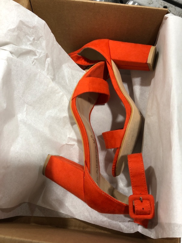 Photo 2 of Allegra K Women's High Chunky Heel Buckle Ankle Strap Sandals 7.5 Orange