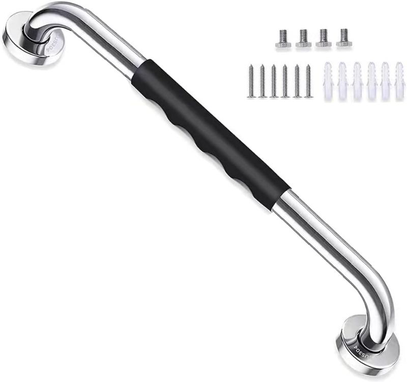 Photo 1 of 24 Inch Anti Slip Shower Grab Bar Handle, Hoopever Stainless Steel Chrome Bathroom Balance Bar, Safety Hand Rail Support, Handicap Elderly Injury Senior Assist Bath Handle, 1.25 Inch Diameter
