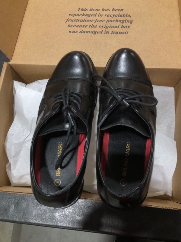 Photo 2 of Bruno Marc Men's Faux Patent Leather Tuxedo Derby Dress Shoes (Size 4)