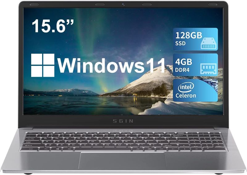 Photo 1 of SGIN Laptop 15.6 Inch, 4GB DDR4 128GB SSD Windows 11 Laptop