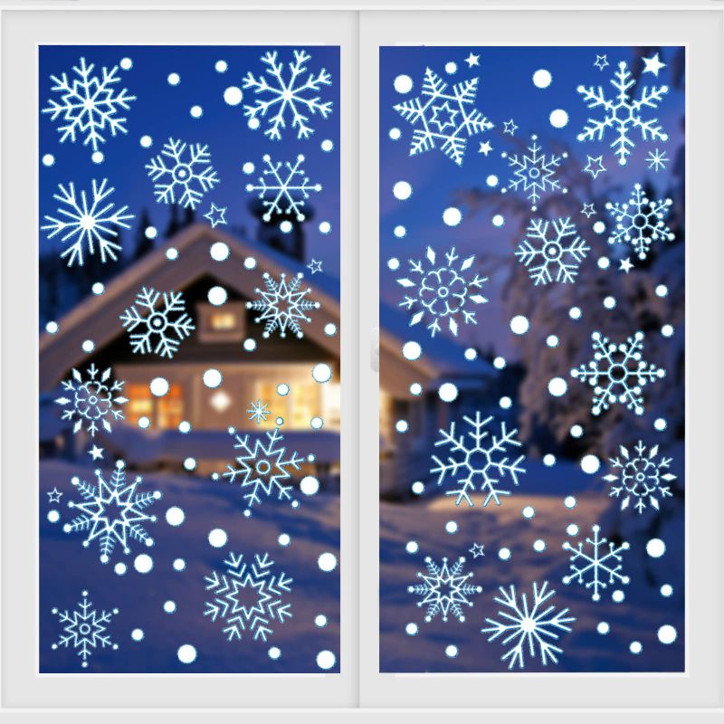 Photo 1 of 288 PCS Snowflakes Window Clings Christmas Decorations, Window Stickers for Glass Windows (16 Sheets)