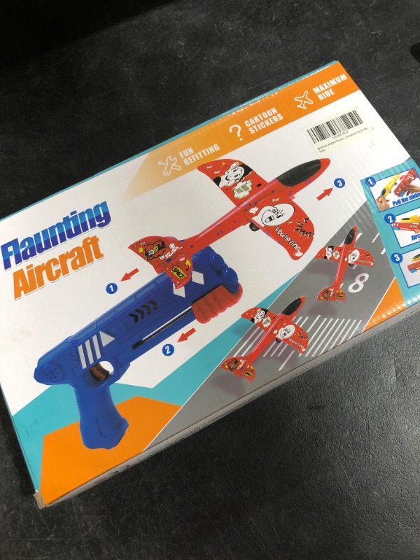 Photo 1 of Aucess Boy Toys 2 Pack Airplane Launcher Toys, 2 Flight Modes Outdoor Throwing Foam Glider with Catapult Plane Gun Birthday Gift for 5+ Years Old Kid
