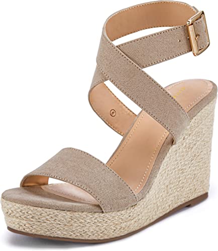 Photo 1 of Coutgo Womens' Wedge Platform Espadrille Cross Strap Open Toe Summer Dress Sandals