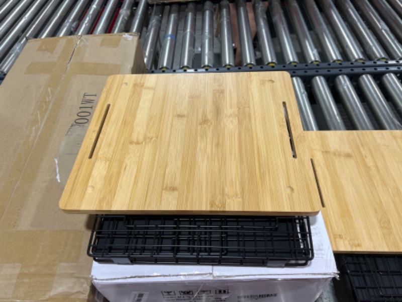 Photo 1 of 2 Set Kitchen Counter Basket with Bamboo Top - Pantry Cabinet Organization and Storage Wire Basket - Countertop Organizer for Produce, Fruit, Vegetable (Onion, Potato), Bread, K-Cup Coffee Pods