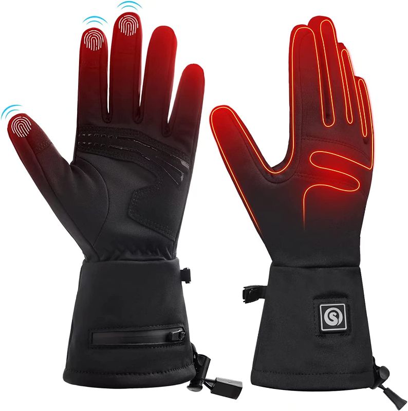 Photo 1 of  Heated Glove Liners, Thin Heated Gloves Rechargeable for Men Women with Three Heating Levels up to 150°F, 7.4V 2200mAh Batteries, Windproof Warm Gloves for Driving Working Running Skiing XS, X SMALL, EXTRA SMALL