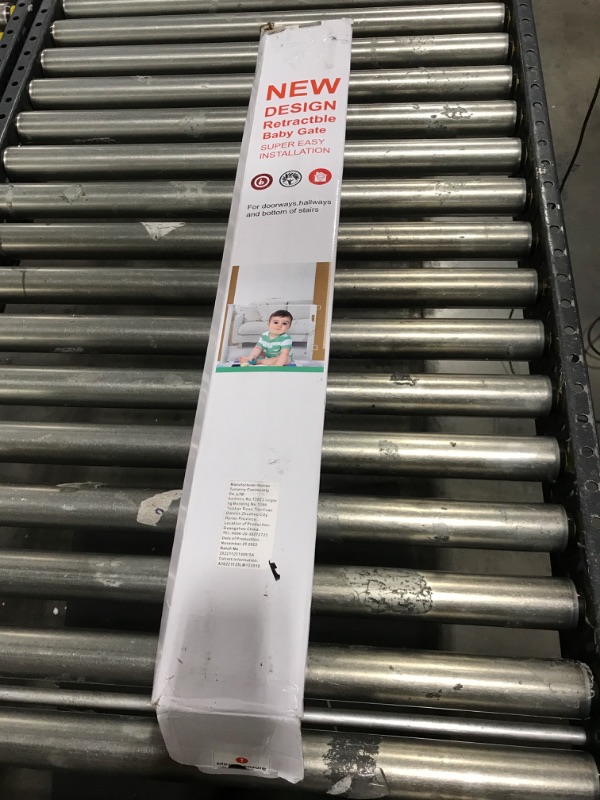 Photo 1 of 110 Inch Extra Wide Baby Gate for Large Openings Retractable Baby Gates Indoor Outdoor Extra Long Baby Gate for Doorway Stair Gates for Kids or Pets Extra Large Dog Gate for Stairs (35"Tallx110"Wide) White