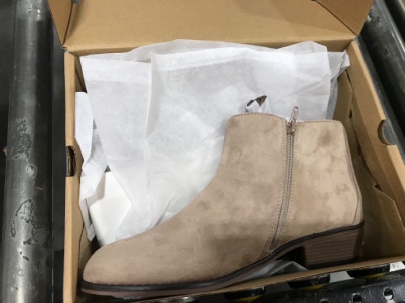 Photo 1 of Coutgo Ankle Boots for Women Low Heel Round Toe Fuax Suede Dress Boots for Women with Zipper, SIZE 9 