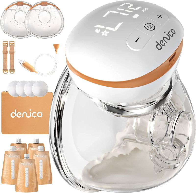 Photo 1 of  DENICO Wearable Breast Pump Hands Free - Portable Electric Pumps for Breastfeeding - Wireless Hands-Free Breast Pumps with 3 Low Noise Modes & 10 Levels, LED Display, 18, 24, 28 mm (Set of 1) 