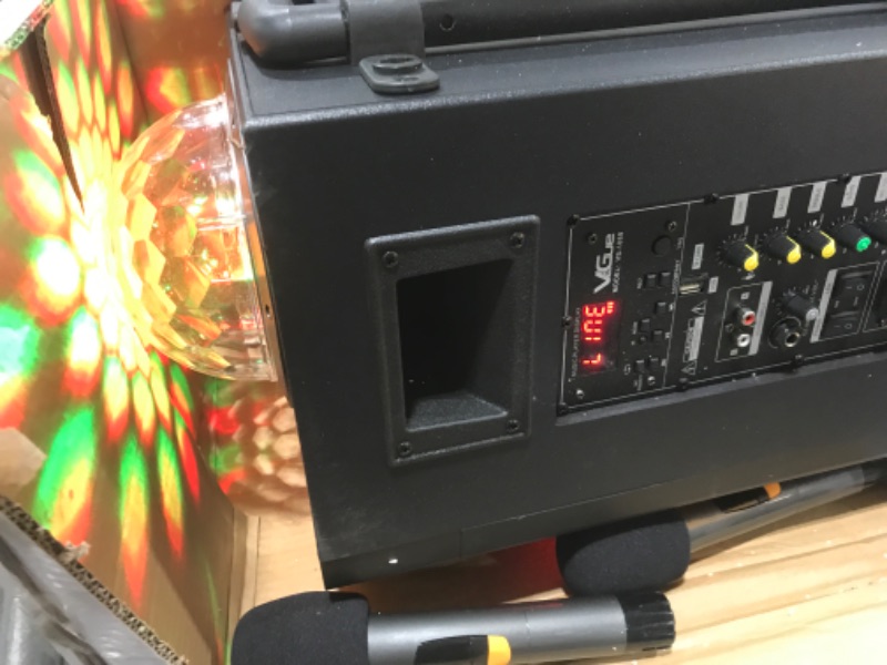 Photo 1 of Karaoke Machine for Adults & Kids, VeGue Bluetooth PA Speaker System with 2 Wireless Microphones, 10'' Subwoofer, Disco Ball, Karaoke Singing Machine for Home Karaoke, Singing Party, Church (VS-1088)