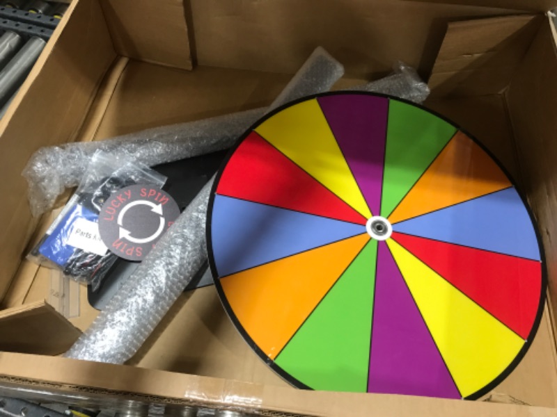 Photo 2 of 24 Inch Dual Use Spinning Prize Wheel Tabletop and Floor Roulette Wheel of Fortune, Spin The Wheel with Dry Erase Marker STOCK PHOTO FOR REFERENCE ONLY