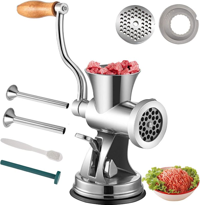 Photo 1 of  VEVOR Meat Grinder Manual 304 Stainless Steel Hand Operated Meat Grinder Multifunctional Crank Sausage Maker Coffee Powder Grinder for Household for Beef Chicken Pepper Mushroom Coffee 