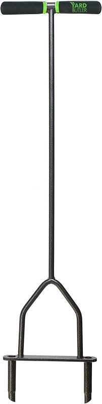 Photo 1 of  Yard Butler ID-6C Manual Lawn Coring Aerator - Grass Dethatching Turf Plug Core Aeration Tool - Grass Aerators for Small Yards - Loosen Compacted Soil - Gardening Hand Tools - Gray, 37 Inches 