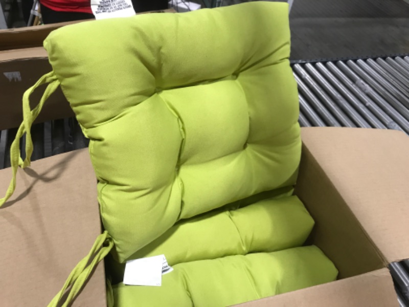 Photo 2 of  Blazing Needles Indoor/Outdoor Square Tufted Chair Cushion, 16 X 16 INCH, Lime 4 Count 