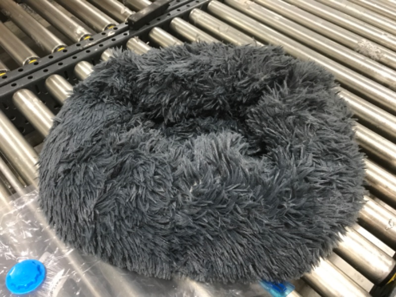 Photo 1 of 18 INCH SMALL FUZZY PET BED, DARK GREY