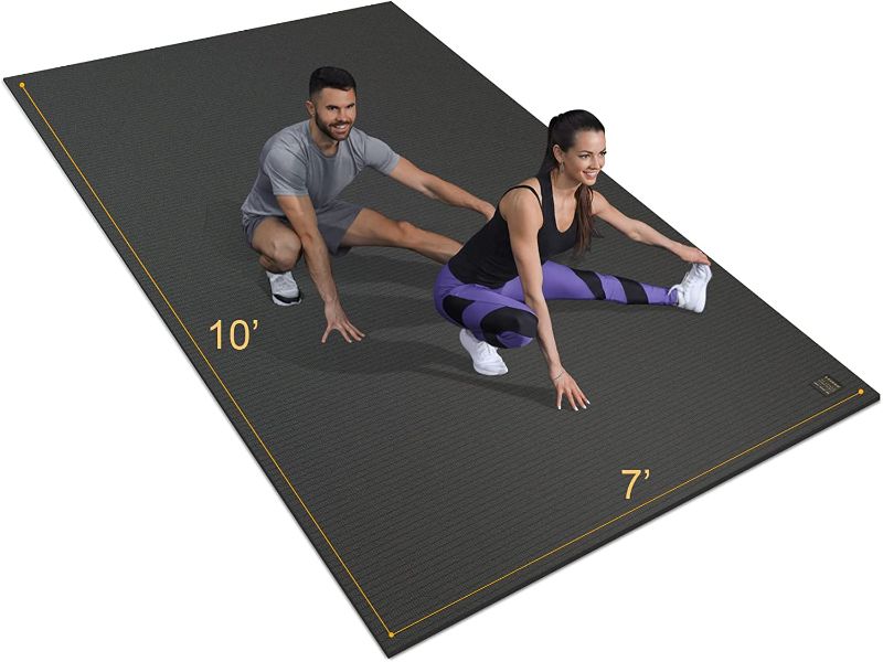 Photo 1 of  Gxmmat Large Exercise Mat 10'x7''x7mm, Thick Workout Mats for Home Gym Flooring, Extra Wide Non-Slip Durable Cardio Mat, High Density, Shoe Friendly, Perfect for Plyo, MMA, Jump Rope, Stretch, Fitness 