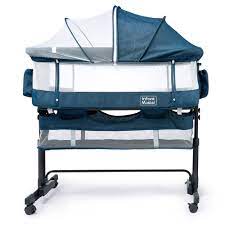 Photo 1 of 3 in 1 Baby Bassinet, Upgraded Beside Crib with 360° Highly Visible Mesh wall, Comfy Co-sleeper Bassinet with mattress, 5 Level Adjustable Height, Foldable & Portable BabyTravel Crib for Newborn, BLUE