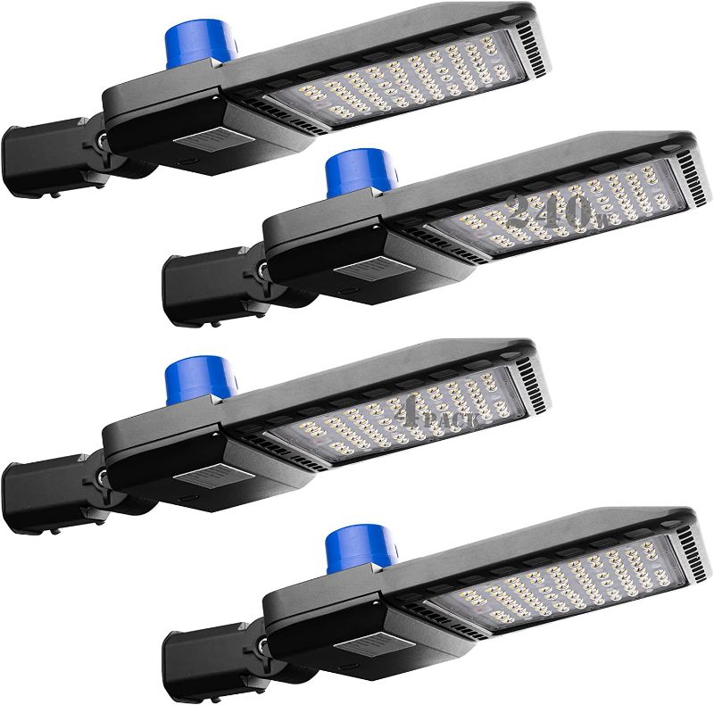Photo 1 of bulbeats 4Pack 240W LED Parking Lot Light (33600LM Eqv 1000W HID/HPS) 5000K SlipFitter Mount LED Pole Light with Dusk to Dawn Photocell, ETL Listed Outdoor Area Lighting for Playground/Yard/Roadway
