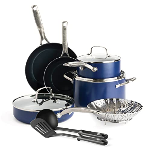 Photo 1 of  Blue Diamond Cookware Diamond Infused Ceramic Nonstick, 11 Piece Cookware Pots and Pans Set, PFAS-Free, Dishwasher Safe, Oven Safe 
