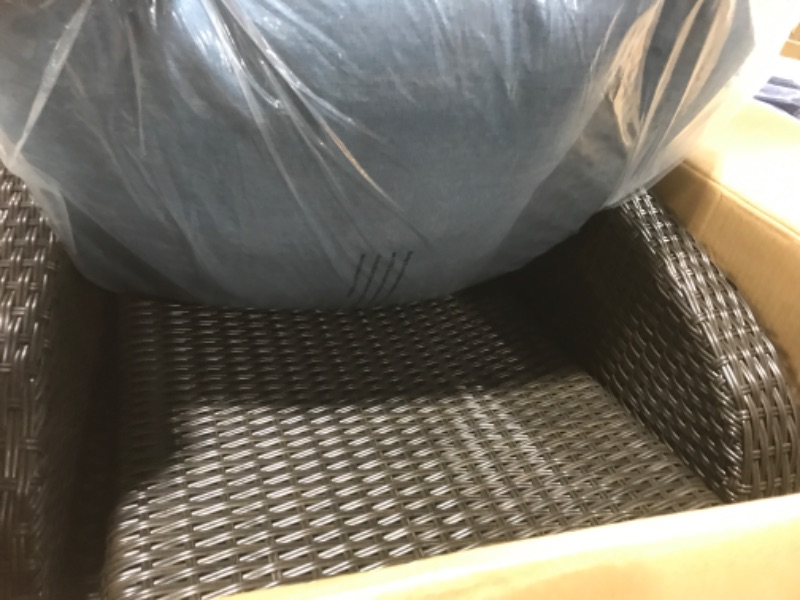 Photo 1 of Grand patio Indoor & Outdoor Moor Recliner PE Wicker with Flip Table Push Back Reclining Lounge Chair, Peacock Blue Peacock Blue 1 PCS