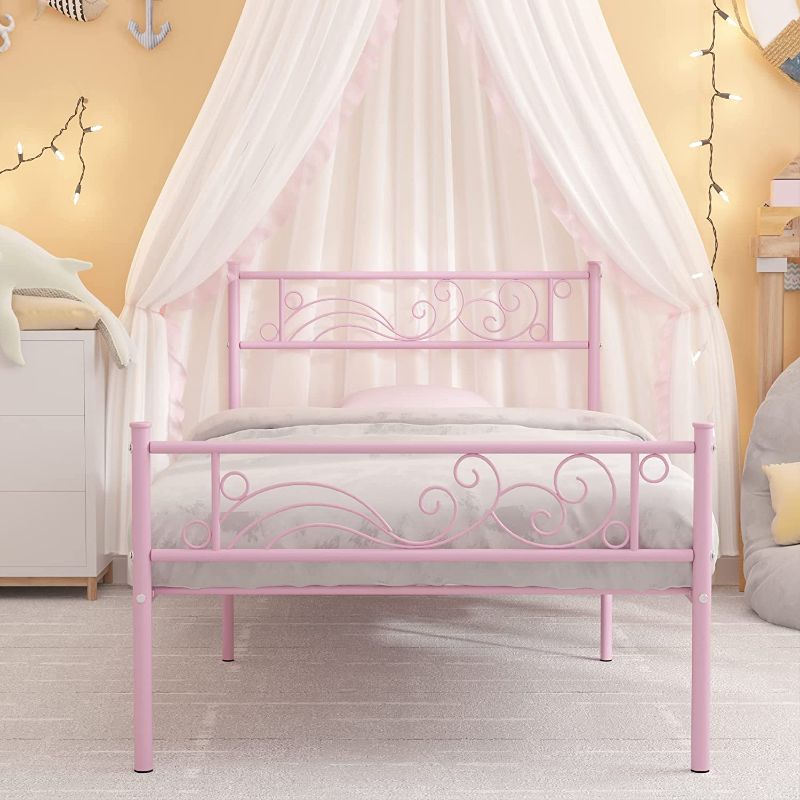 Photo 1 of  Metal Bed Frame Twin - Pink