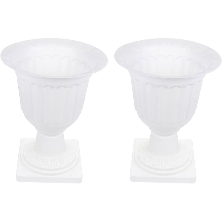 Photo 1 of 2 Pieces Plastic Urn Planter - White