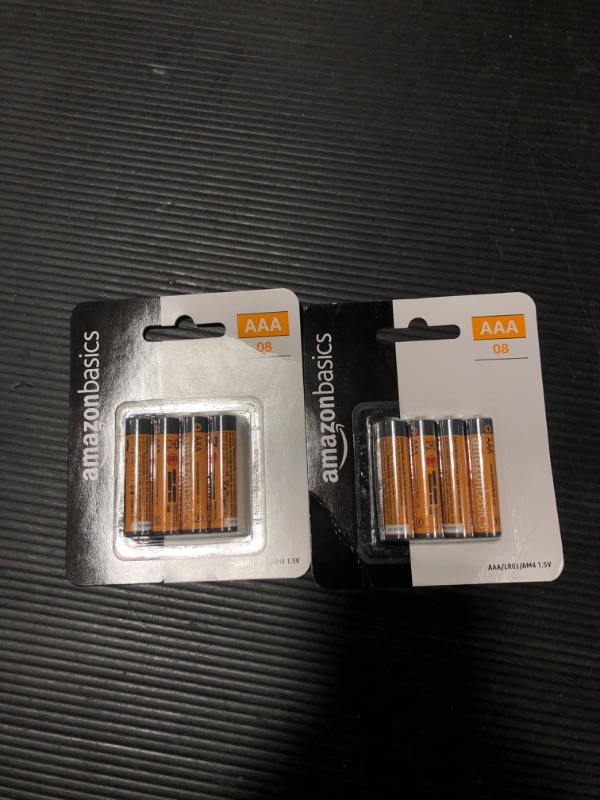 Photo 1 of Amazon Basics 8 Pack AAA High-Performance Alkaline Batteries, 10-Year Shelf Life, Easy to Open Value Pack,8 Count (Pack of 2)