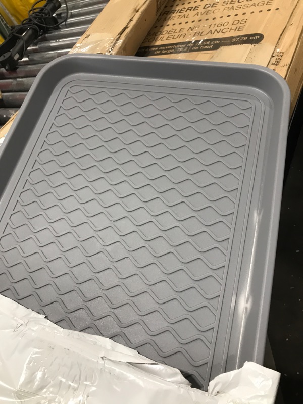 Photo 2 of GREAT WORKING TOOLS Boot Trays Set of 2 Heavy Duty Shoe Trays All Season Pet Feeding Trays Snow Mat for Muddy Shoes Wet Boots - Gray, 30" x 15" x 1.2" 30 Inch x 15 Inch Grey